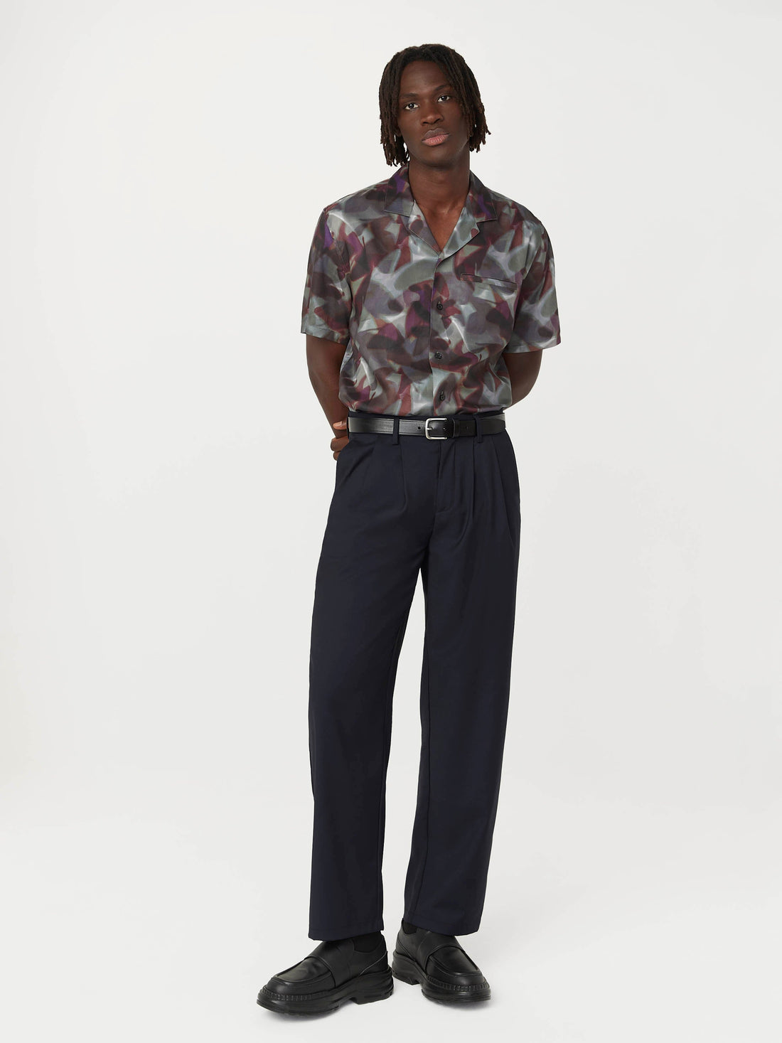 The Abstract Camp Collar Shirt in Dark Grey