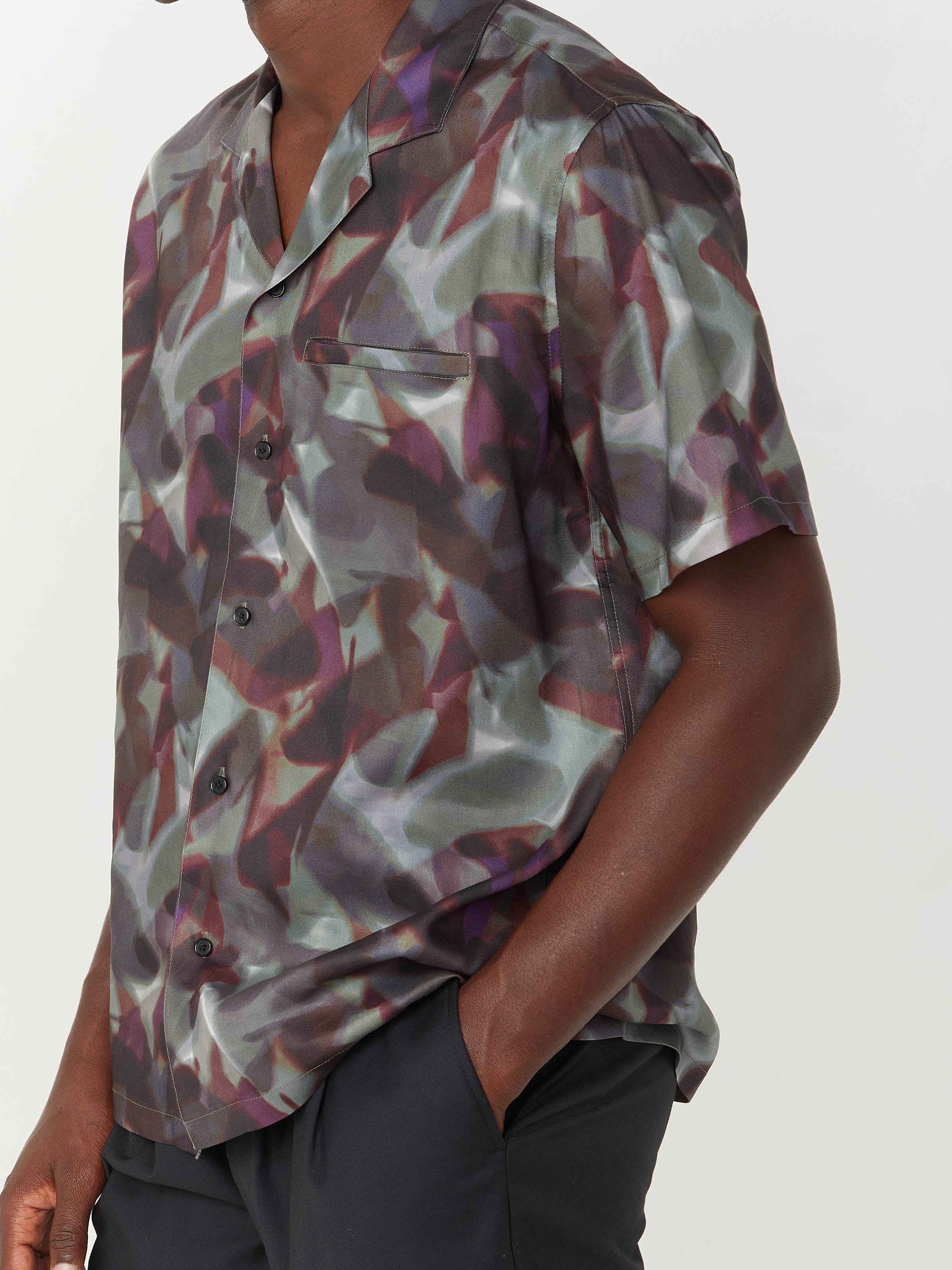 The Abstract Camp Collar Shirt in Dark Grey