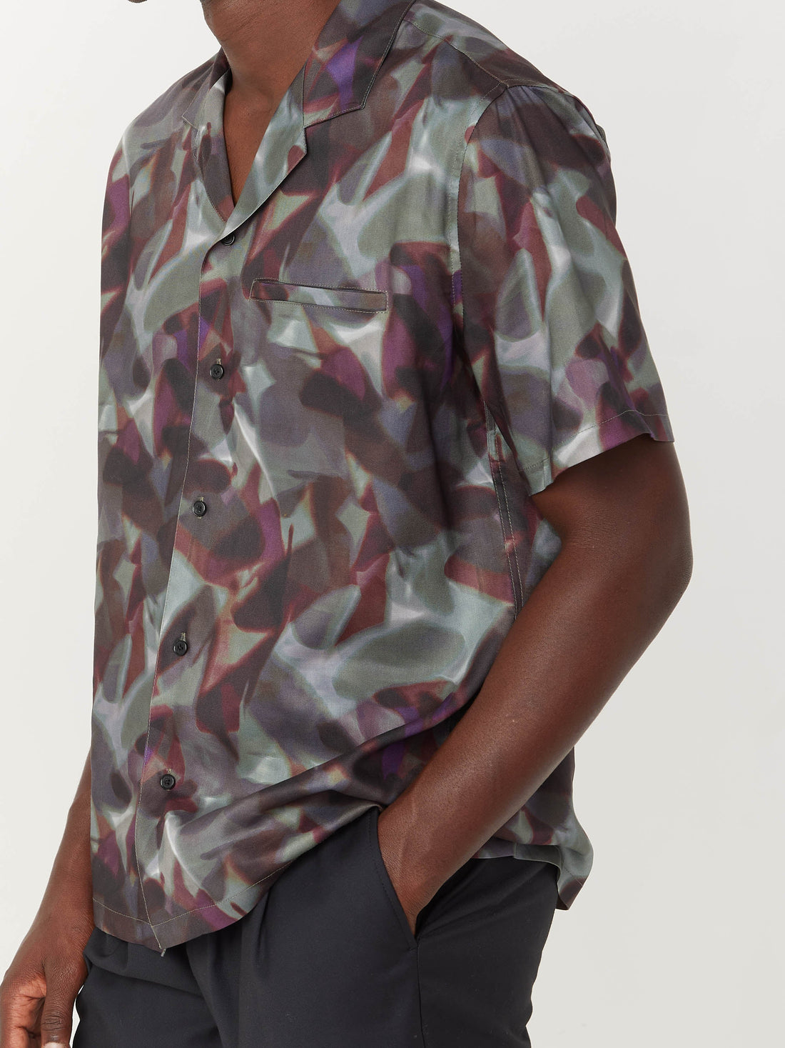 The Abstract Camp Collar Shirt in Dark Grey