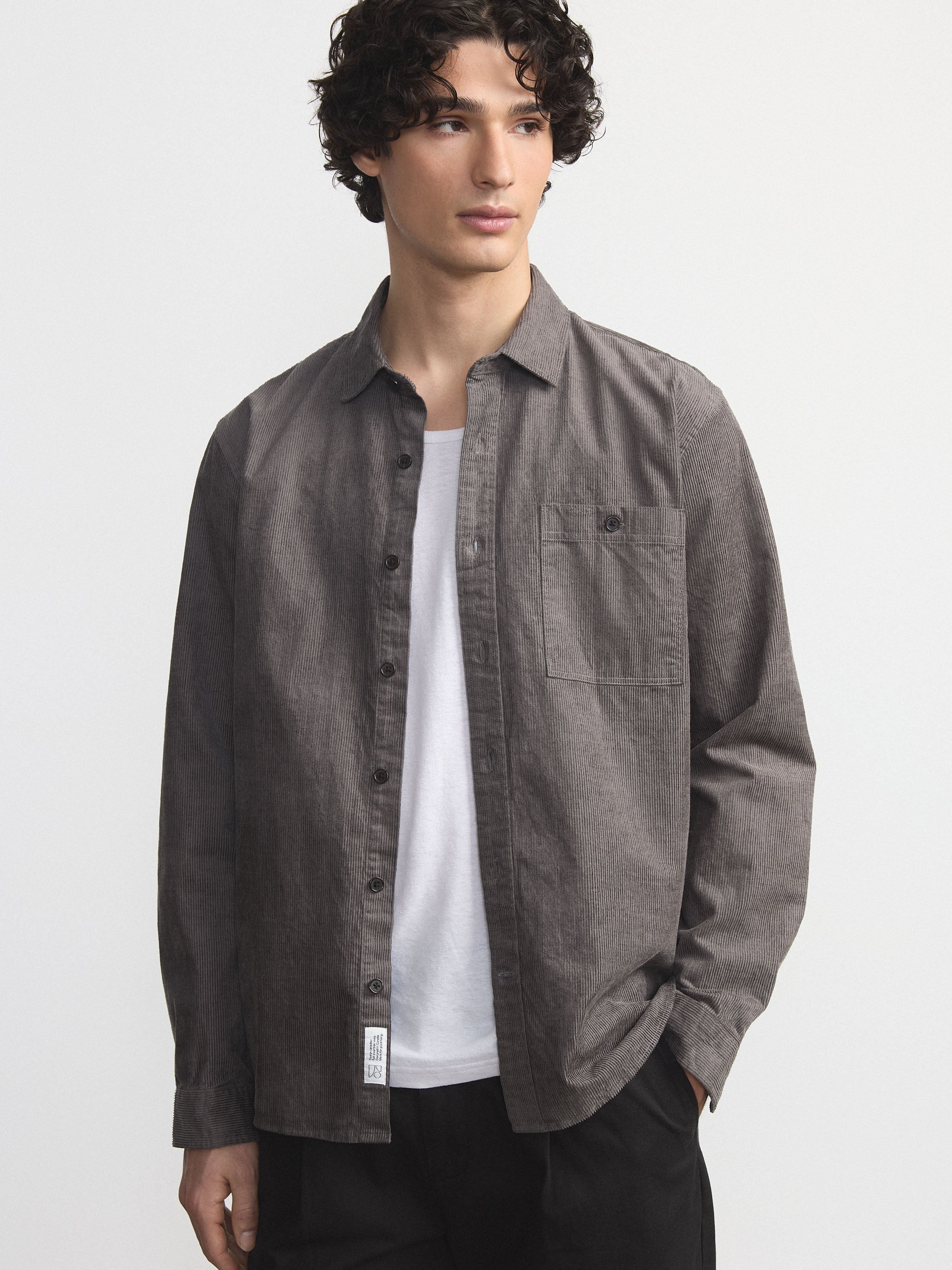The Light Corduroy Shirt in Charcoal Grey
