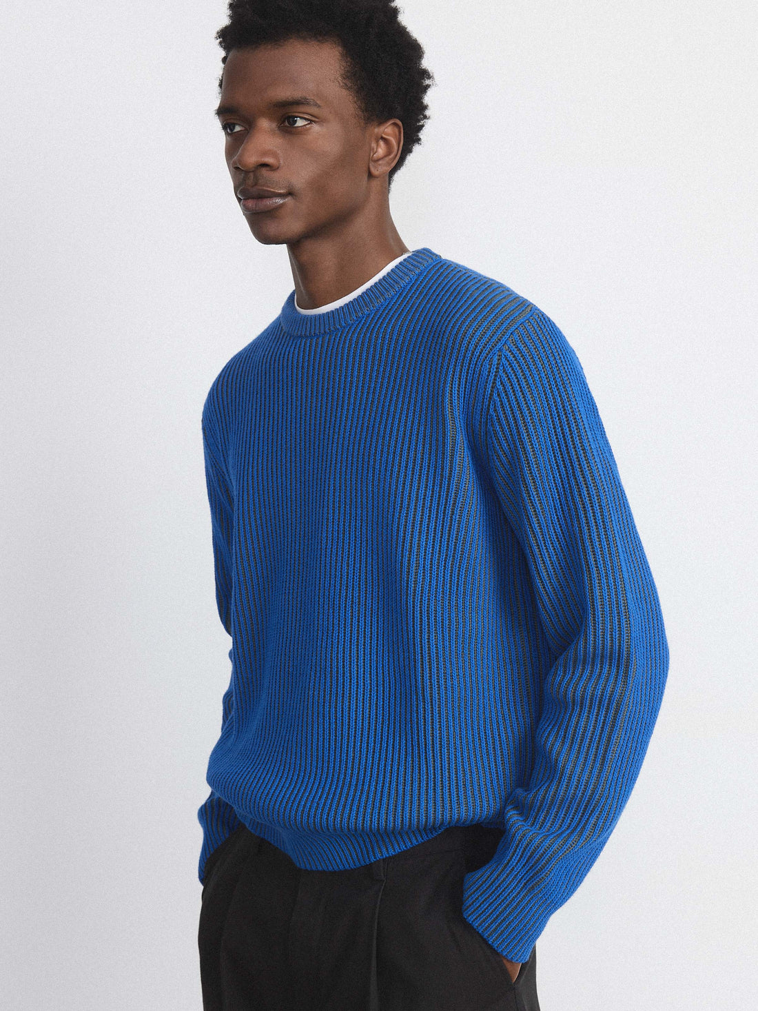 The Ribbed Sweater in Nautical Blue