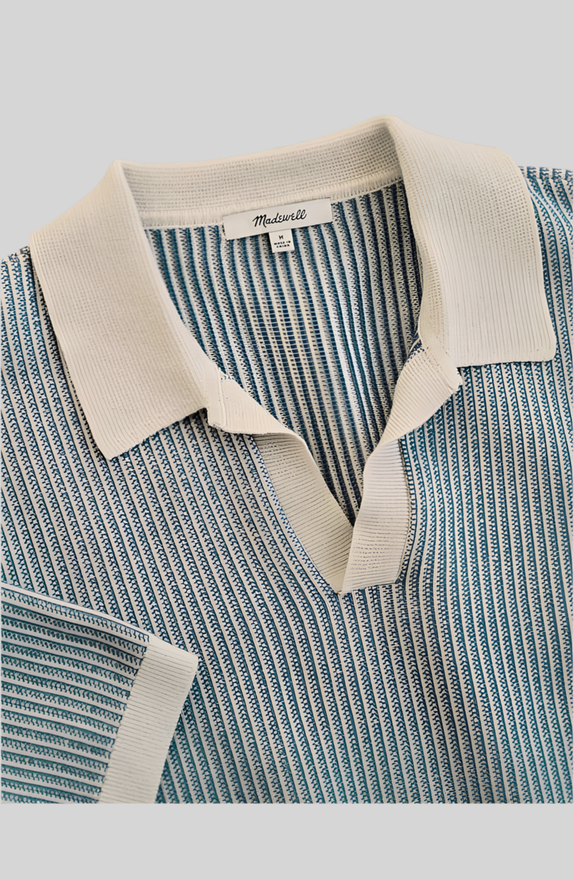 Johnny Collar Tuck Stitch Polo