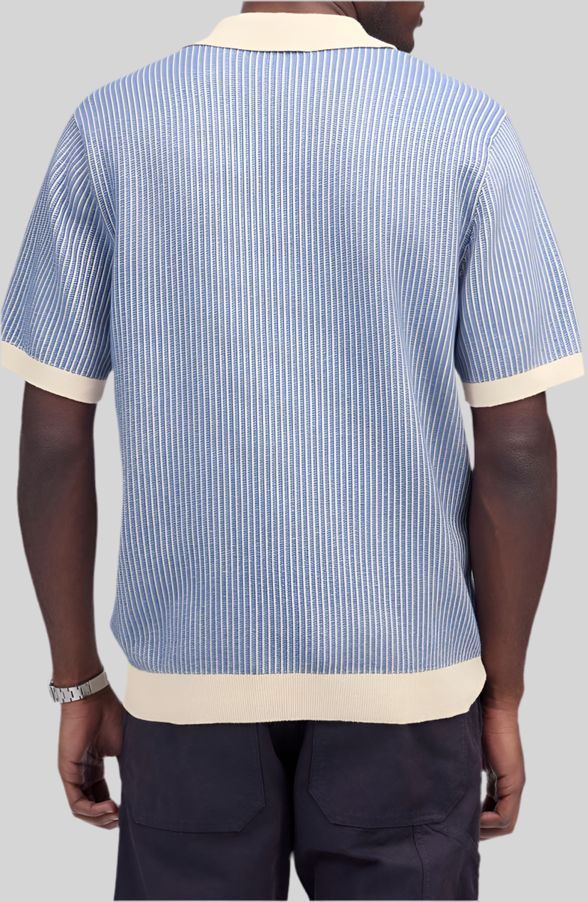 Johnny Collar Tuck Stitch Polo