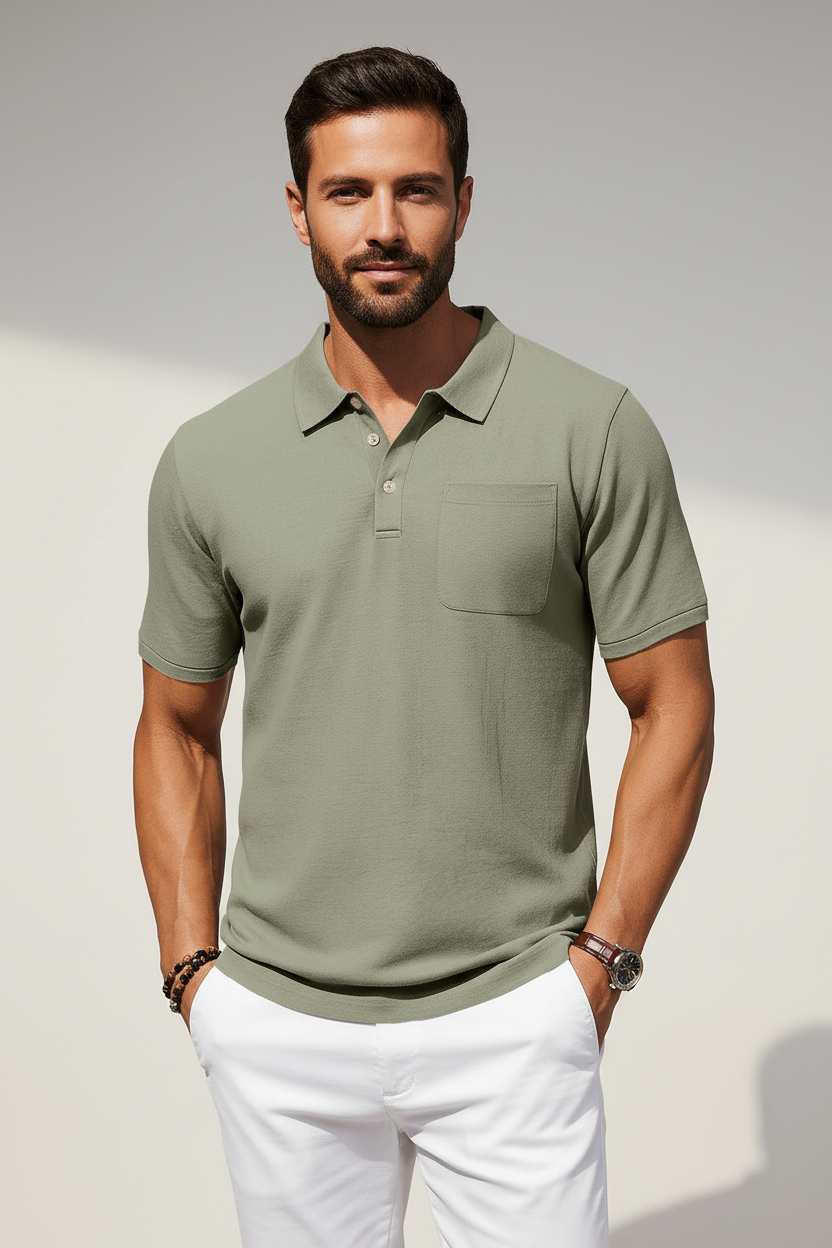Men’s Linen Polo – Effortless Summer Essential Green