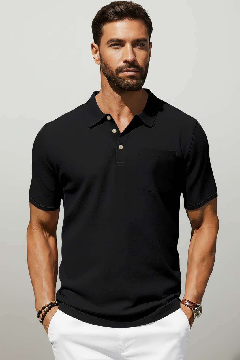 Men’s Linen Polo – Effortless Summer Essential Black