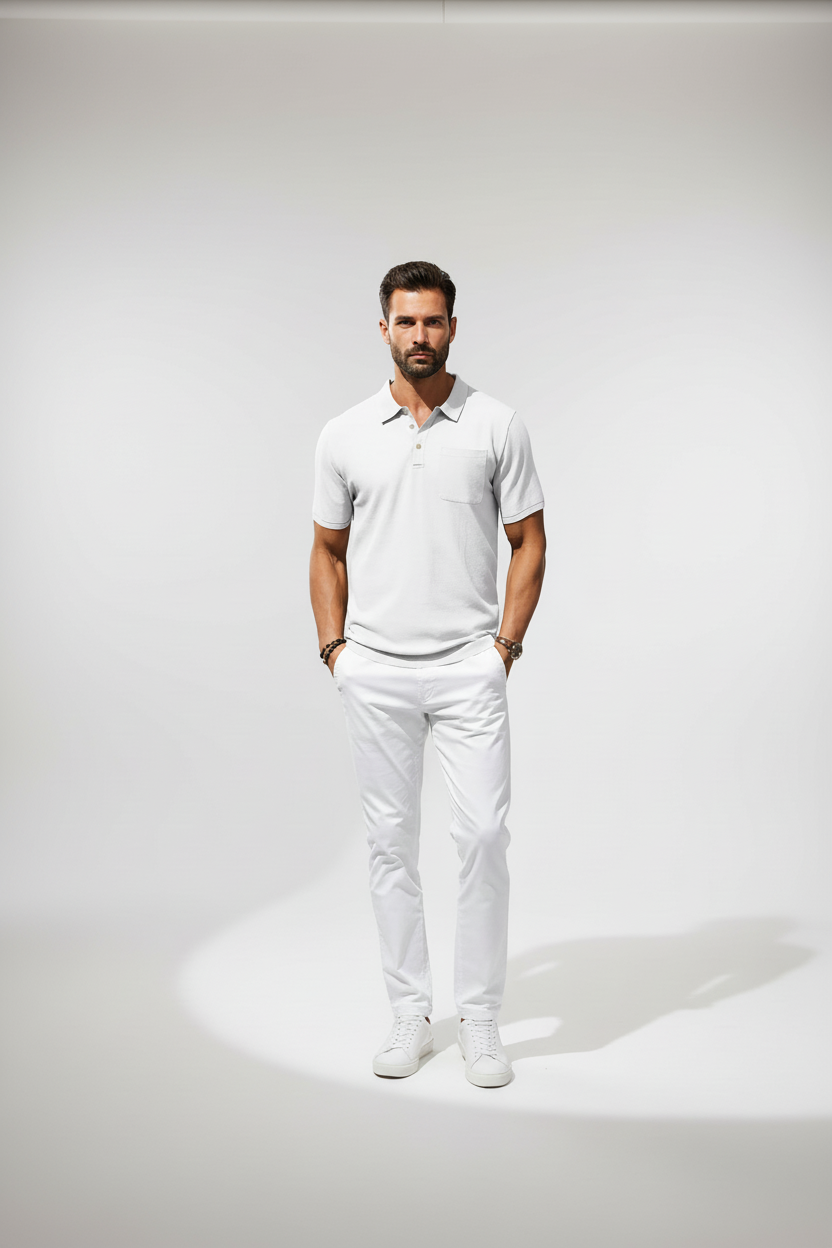 Men’s Linen Polo – Effortless Summer Essential White