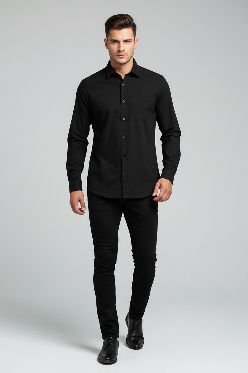 Dukeen Long-Sleeved Shirt Men's Spring Black