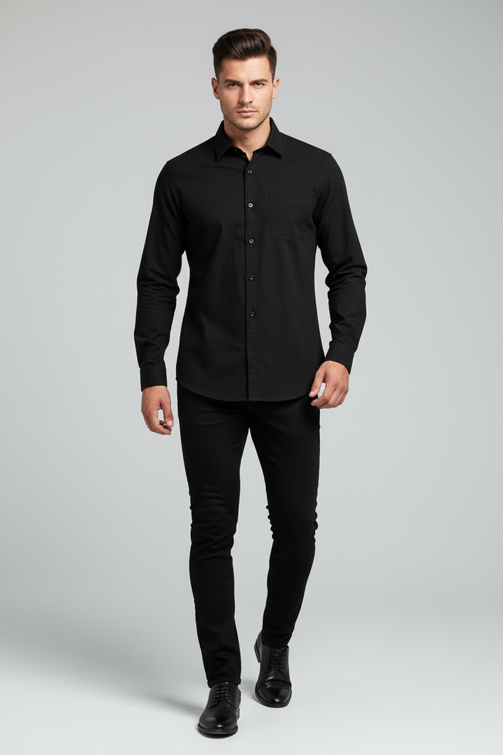 Dukeen Long-Sleeved Shirt Men's Spring Black